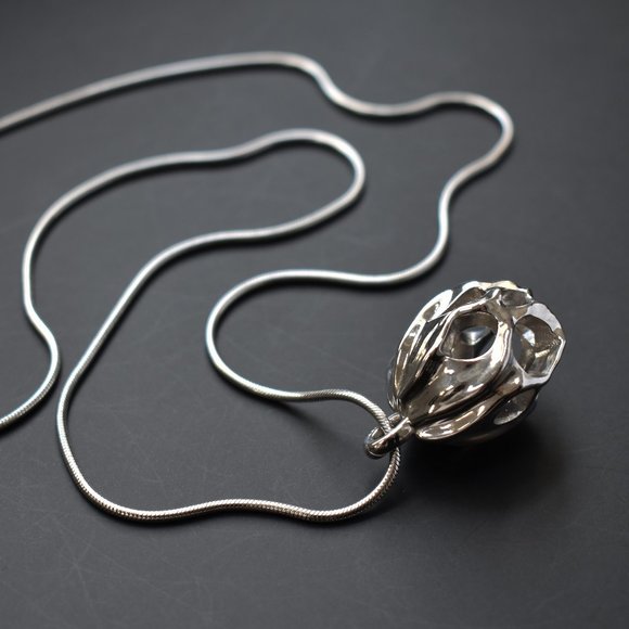 Unusual massive pendant necklace ooak, large long silver pendant - Picture 8 of 10